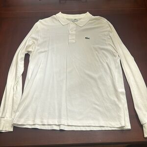 Men’s vintage cream Lacoste long sleeve polo shirt. Size 6/medium